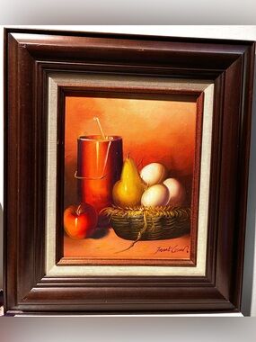 Original Still Life Oil Painting by artist Frank Lean, Excellent Condition